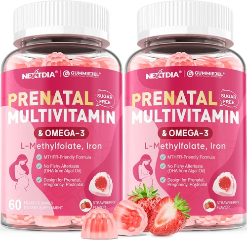 Vista 10 de Vitaminas Prenatales para Mujeres en Gomitas, Metilfolato 1mg, Omega 3 DHA Vegano 800mg, Hierro, Colina, Yodo, Vitamina D3 B6 B12 - Multivitamínico