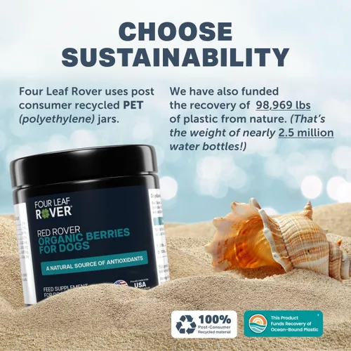 Vista 8 de Four Leaf Rover Red Rover - Suplemento para el tracto urinario para perros, con vitaminas de bayas orgánicas y manzana, buena fuente de polifenoles