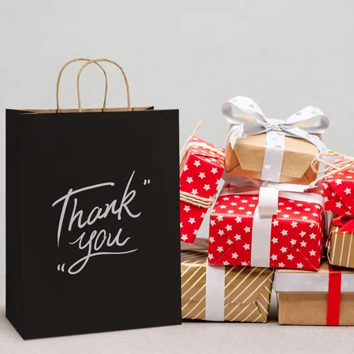 Vista 3 de BagDream Bolsas de regalo de 13 x 7 x 17 pulgadas, bolsas de regalo de papel de 50 quilates, bolsas de mercancía al por menor, bolsas de papel kraft