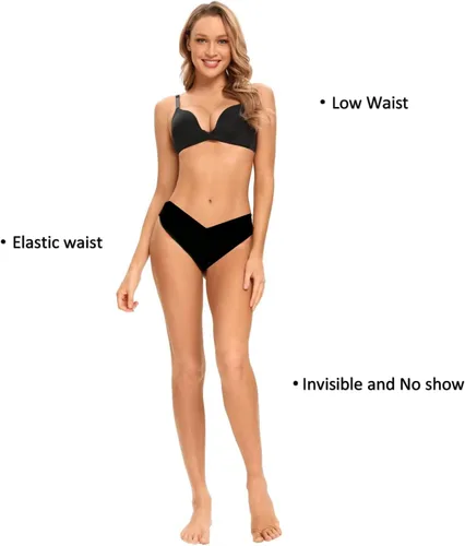 Vista 2 de Paquete de 6 calzones sexis elásticos de bikini para mujer, tiro bajo, hipster, suave, cintura en V, atrevido, S-XL