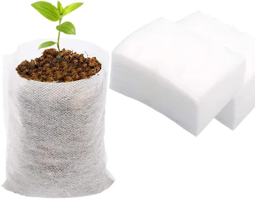 Vista 10 de gardtree Bolsas para vivero de plantas de 7.8" x 8.6" 100 unidades, bolsas de cultivo de plantas biodegradables de tela no tejida, macetas Blanco