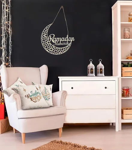 Vista 6 de OLEEK Corona de puerta de ramadán (12 pulgadas), letrero de ramadán mubarak - decoraciones de ramadán para el hogar 2026 - corona de ramadán