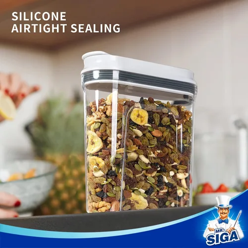 Vista 5 de MR.SIGA - Juego de dispensadores herméticos para cereales, contenedores de almacenamiento para productos secos, nueces, frijoles, aperitivos, sin
