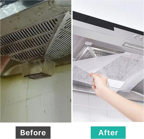Vista 6 de 2 rollos de filtros para campana extractora, filtro de repuesto de tela no tejida con tiras adhesivas y bloque magnético, papel de filtro antiaceite
