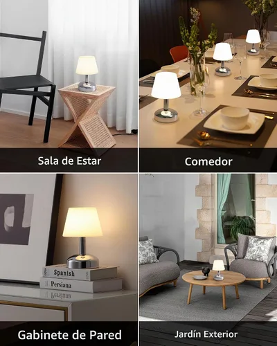 Vista 6 de KDG Lámparas de mesa pequeñas modernas inalámbricas, lámpara de escritorio LED regulable impermeable portátil para exteriores y ducha, luz con Plata