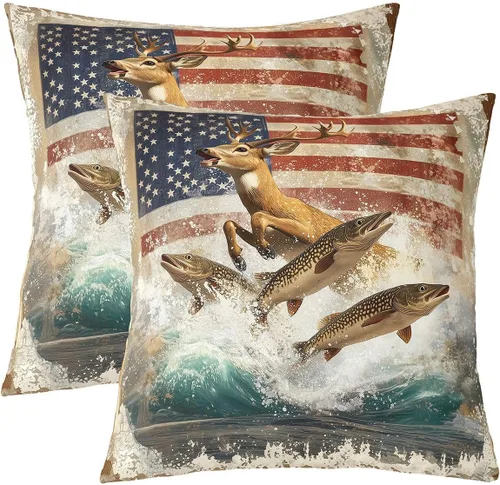 Vista 40 de Erosebridal American Flag Cushion Cases 16x16 Inch Set of 2 Army Green Camo Throw Pillow Covers Bear Claw Hunting Theme Pillow Covers Camoflage
