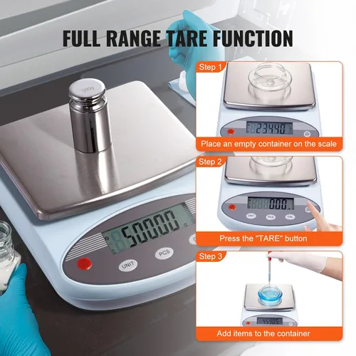 Vista 6 de Happybuy Balanza analítica de 105.82 oz x 0.00 oz, báscula digital de laboratorio de alta precisión, pantalla LCD, conversión de 13