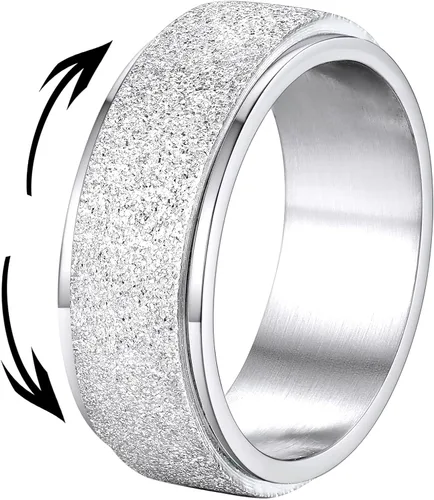 Vista 15 de Supcare Anillos antiestrés para mujer de 4/6/0.315 in para la ansiedad, anillo de pulgar con chorro de arena, regalo para mujeres, talla 7-14