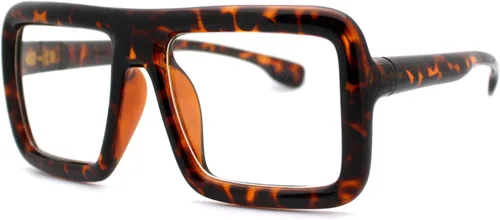 Vista 3 de Lentes cuadrados gruesos y transparentes, marco de lentes de gran tamaño, moda