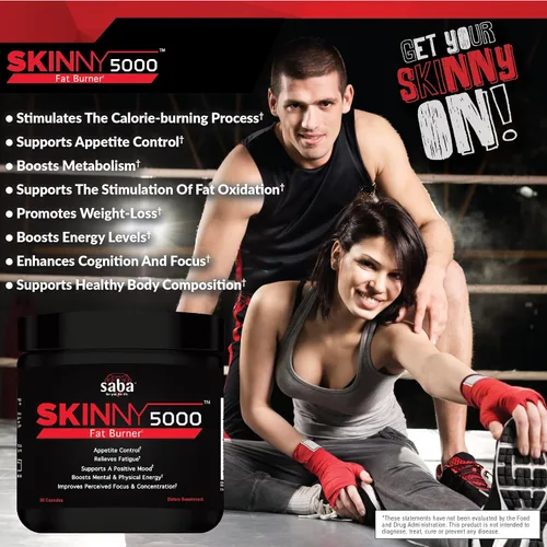 Vista 2 de Saba Skinny 5000 - Pérdida de grasa -Pérdida de peso - Control del apetito - Energía sin nerviosismo - Enfoque -60 cápsulas