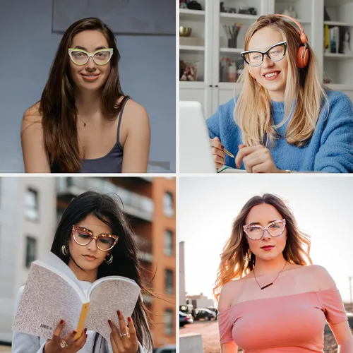 Vista 3 de FEISEDY Gafas de computadora con bloqueo de luz azul de gran tamaño para mujer, marco antifatiga ocular B2323