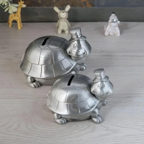 Vista 6 de Alcancía decorativa de longevidad, alcancía de tortuga, aleación de zinc, caja de dinero de metal retro, juego creativo para niños, niñas y niños