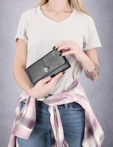 Vista 28 de Timberland - Cartera de piel con solapa RFID para mujer, Rojo, talla única