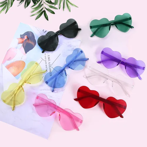 Vista 6 de Virtue morals Gafas de sol en forma de corazón para San Valentín Mardi Gras verano recuerdo de fiesta para mujer