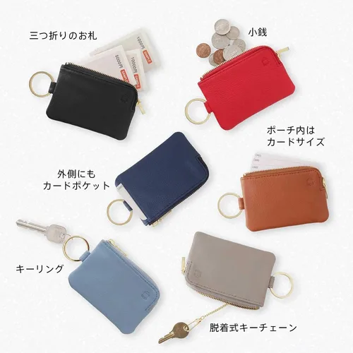 Vista 4 de Slip-On OSL-2002-BK Key Pouch, Mini, Black, Genuine Leather, Key Case, Accessory Case