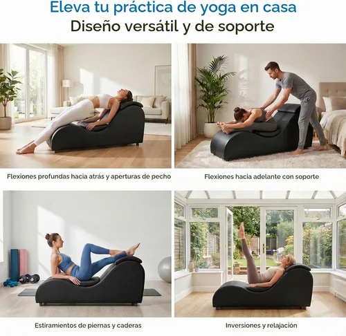 Vista 5 de Mjkone Elegante silla de yoga, tumbona curvada para adultos, color negro