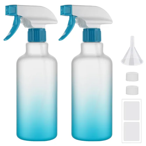 Vista 12 de Botellas de spray de plástico Hethyo Botellas de spray vacías 16.9oz/500ml Paquete de 2 botellas de pulverización resistentes Botella de agua