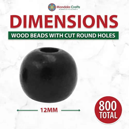 Vista 80 de Mandala Crafts - 2000 cuentas de madera redondas pequeñas de 6 mm para manualidades, suministros de macramé - cuentas de madera natural negra sin