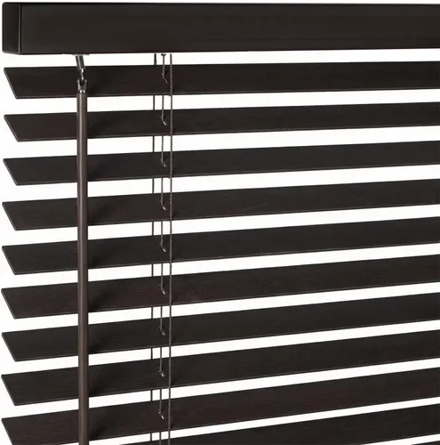 Vista 19 de Persianas de madera real de 2 pulgadas para ventanas de interior, persianas venecianas opacas de madera maciza, tamaño personalizado, color cereza
