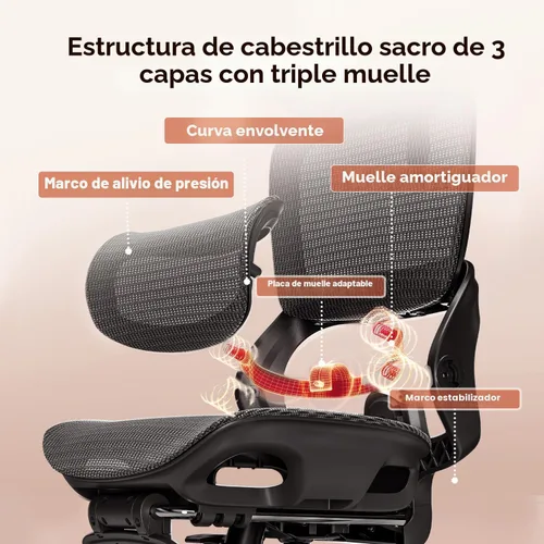 Vista 3 de SIHOO Silla de oficina B100, cómoda silla de oficina ergonómica, silla de computadora con soporte lumbar adaptable y reposacabezas ancho Negro