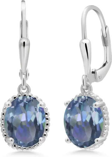 Vista 138 de Gem Stone King Aretes colgantes de gota para mujer, plata de ley 925, piedra natal ovalada de 0.354 x 0.276 in, joyería fina, regalos para ella