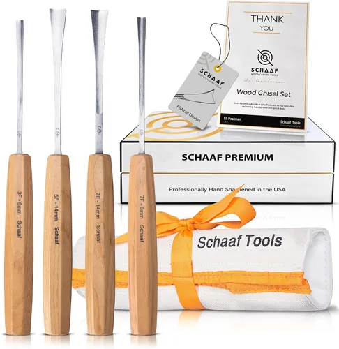 Vista 13 de Schaaf Wood Carving Tools Juego de cinceles de madera de 4 piezas, cola de Juego de cola de pez de 4 piezas