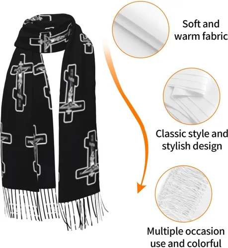 Vista 6 de Bufandas de borla suave y cálida bufanda de pashmina, chales grandes y envolturas de otoño, bufandas ligeras para mujer.