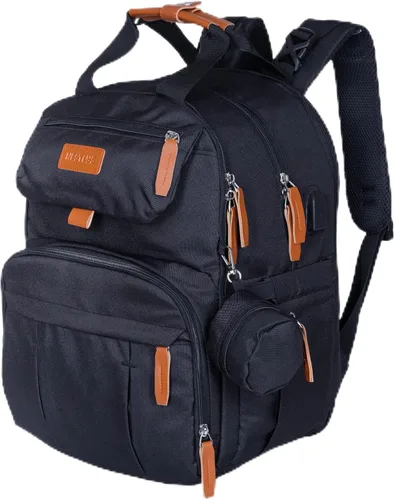 Vista 5 de Mochila de pañales expandible para bebé niño y niña, bolsa de pañales de viaje de gran capacidad de 26-32 litros con bolsillos aislados, cambiador