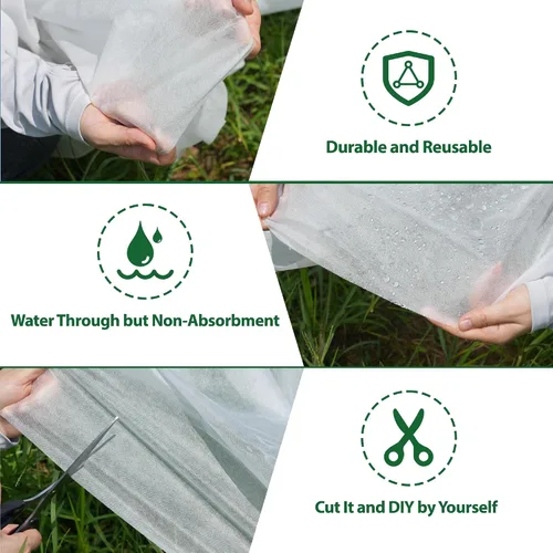 Vista 4 de Cubiertas para Plantas de 10 x 33 Pies Protección contra Congelación, 1.06 oz/yd² Tela de Cobertura de Hileras Flotante Grande y Gruesa