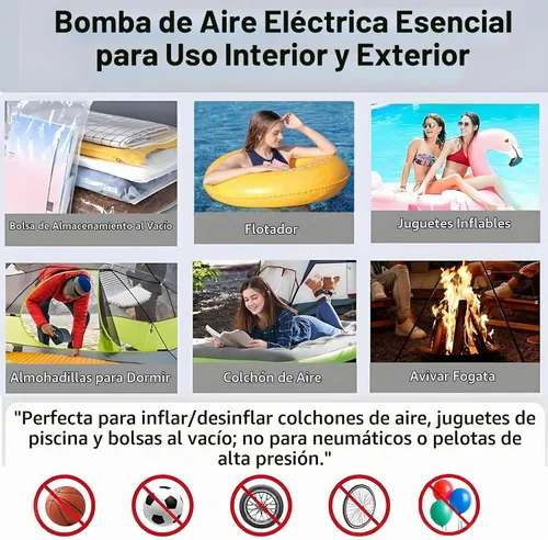 Vista 3 de Bomba de aire eléctrica 2 en 1 para bolsas de almacenamiento al vacío e inflables, bomba de bolsa de vacío de viaje para varias bolsas de sellado