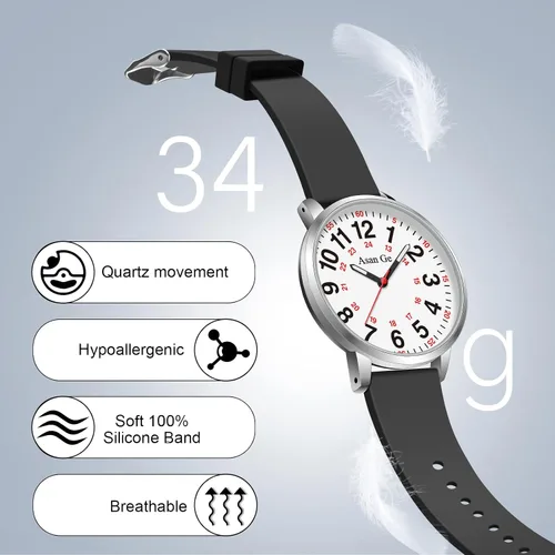 Vista 3 de Asan Ge Watches for Women, Fashion 3ATM Waterproof Minimalist Lightweight Easy-to-Read Analog Silicone Watch Suitable for Daily Work, Leisure