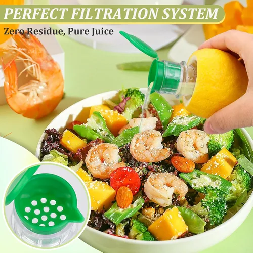 Vista 4 de 2 mini exprimidores de limón, exprimidor de limón con tapa de rosca con filtro integrado, exprimidor de lima pequeño con tapa, exprimidor