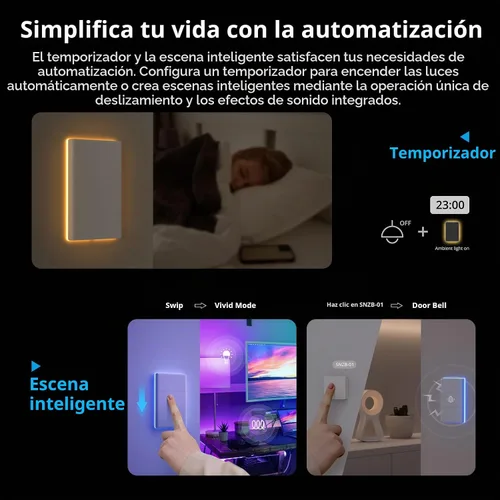 Vista 5 de SONOFF Interruptor de Luz Inteligente, WiFi 2.4GHz Interruptor Inteligente, Cable Neutro Requerido, Control de Voz con Alexa y Google Home, Botón