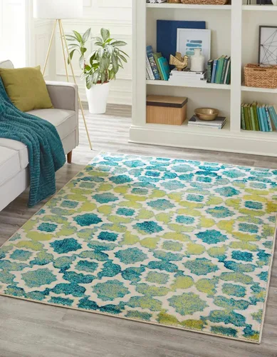 Vista 9 de Unique Loom Azalea Collection - Alfombra de área Dodd (redonda, 3 pies x 3 pies, color blanco/verde)