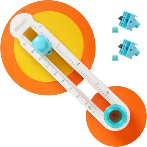 Vista 7 de KW-triO Cortador de círculos para manualidades de papel, herramienta de corte circular, brújula giratoria, diámetro de corte ajustable, rango