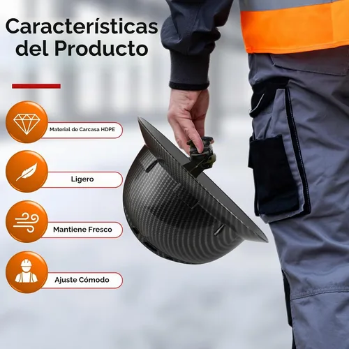 Vista 6 de Zeluga Casco duro de ala completa HDPE, casco de seguridad de construcción con orificios ventilados, suspensión de trinquete ajustable de 6 puntos