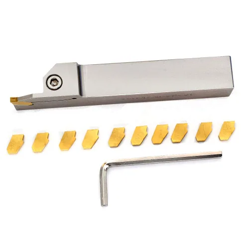 Vista 8 de OSCARBIDE 3/4" torno indexable ranurado titular de separación resistente niquelado QA12R-30 herramienta de corte a mano derecha con 10 piezas