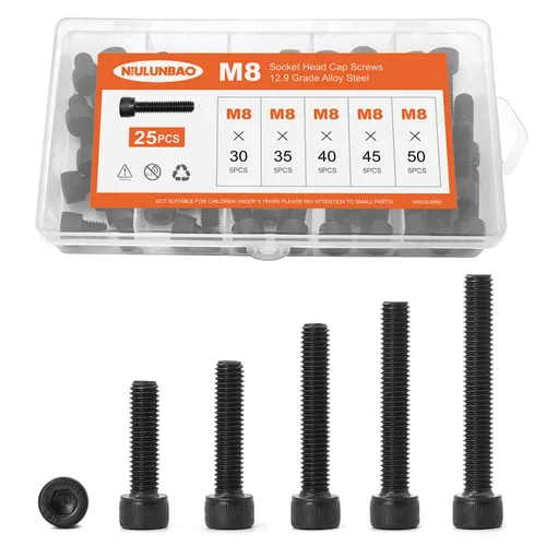 Vista 12 de Tornillos de cabeza hexagonal M3 x 4 mm, 6 mm, 8 mm, 10 mm, 12 mm, pernos de acero de aleación de grado 12.9, acabado de óxido negro, unidad