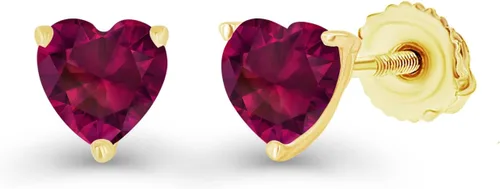 Vista 2 de Juego de aretes de tuerca de plata de ley 925 chapada en oro de 14 quilates, hipoalergénicos, con forma de corazón de 0.157in, piedra natal