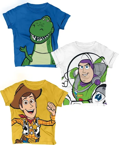 Vista 8 de Toy Story Pixar T-Shirts (3 Pack) Woody Buzz Lightyear & Rex - Toddlers to Kids