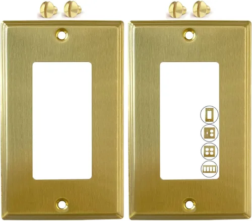 Vista 14 de Rio Salto BRASS Deco Collection - Placa de pared ciega de metal dorado de tamaño estándar, cubierta de salida resistente a la corrosión