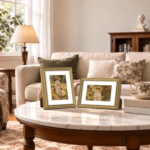 Vista 7 de eletecpro 8x10 Vintage Picture Frame, Glass Cover, Gold, 2-Pack Dorado