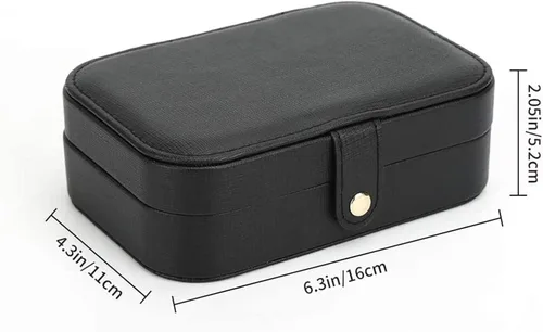 Vista 6 de Organizador de joyas, organizador de joyas de viaje, de piel sintética, portátil, caja de almacenamiento de joyas para mujeres y niñas, aretes
