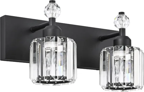 Vista 31 de PRESDE Aplique de pared de cristal único, lámpara de tocador cromada moderna, lámpara de pared de 1 luz para baño, dormitorio, pasillo