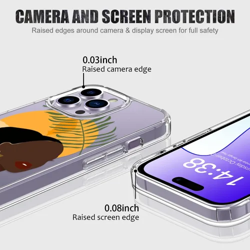 Vista 4 de LUHOURI Funda para iPhone 15 Pro con protector de pantalla, acrílico transparente Funda protectora de carga inalámbrica, ajuste delgado, diseños