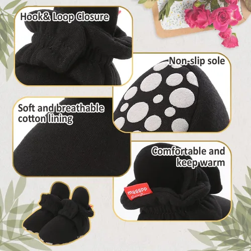 Vista 6 de HsdsBebe Unisex Newborn Baby Cotton Booties Non-Slip Sole for Toddler Boys Girls Infant Winter Warm Fleece Cozy Socks Shoes