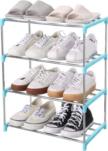 Vista 20 de Jucaifu - Estante pequeño apilable para zapatos, ahorro de espacio para entrada, pasillo y armario, organizador y almacenamiento (3 niveles, negro)
