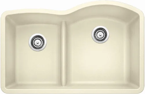 Vista 4 de BLANCO, Anthracite 441598 DIAMOND SILGRANIT 40/60 - Fregadero de cocina con doble cuenco con división baja, 32 x 21 pulgadas