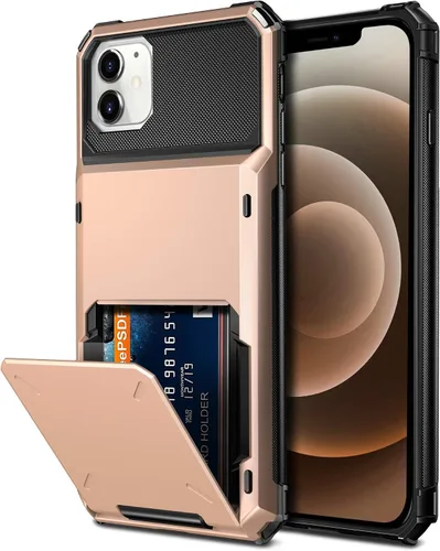 Vista 32 de Vofolen Funda compatible con iPhone 12, cartera 5G, 4 ranuras para tarjetas, tarjetero con bolsillo oculto, doble capa, cubierta trasera protectora