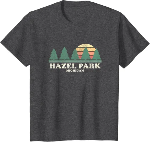 Vista 24 de Hazel Park MI - Camiseta vintage con diseño retro de los años 70, Azul / Patchwork, S